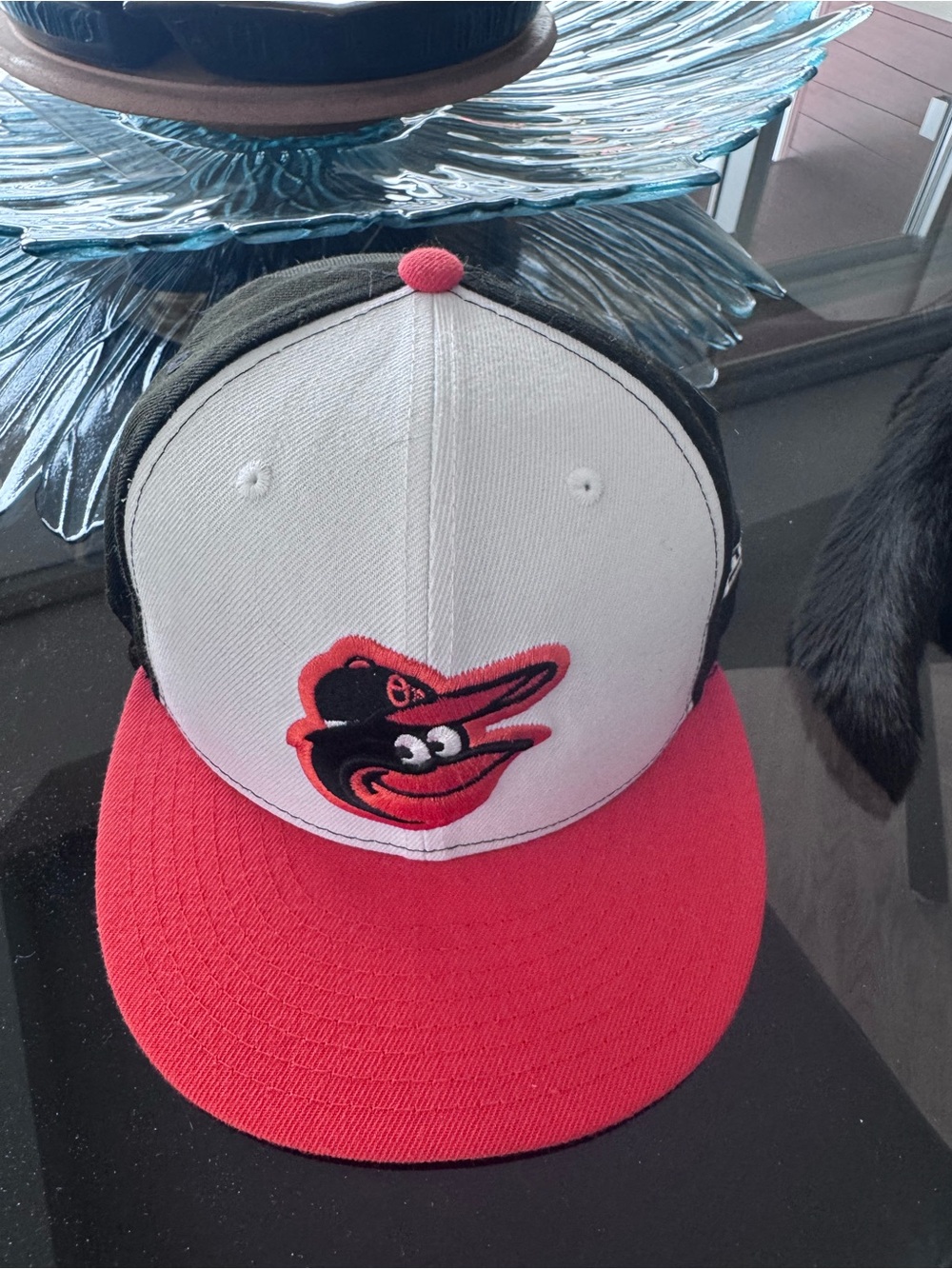 9fifty Baltimore Orioles White Black and Red Fitted Hat 7 1/8